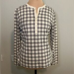 Gray and White Checkered Long Sleeve Shirt